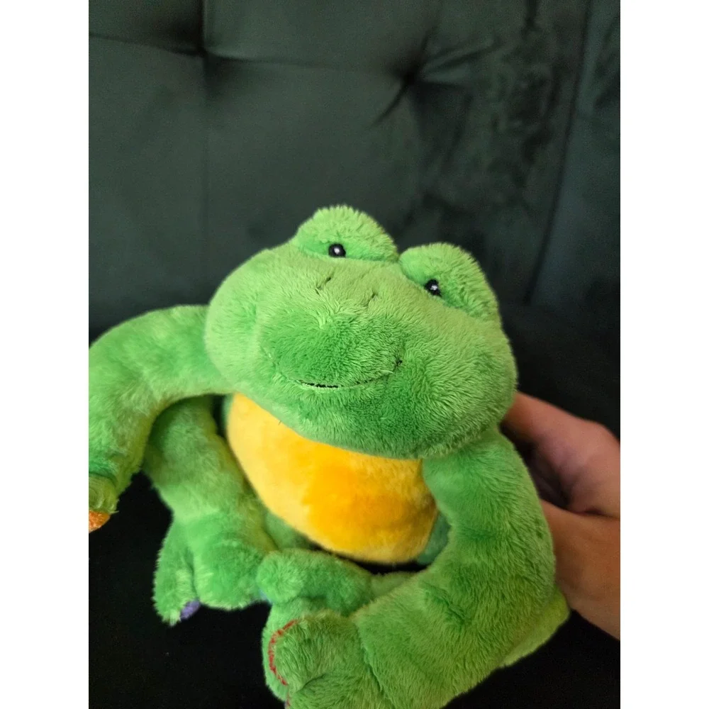 Vintage 90s Baby Gund Tutti Frutti Frog Plush Toy Rainbow Color Block 8''